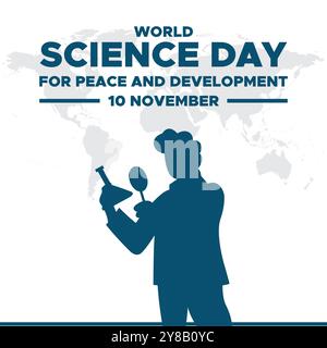 World Science Day for Peace and Development, 10. November, Vektor Graphic World Science Day for Peace and Development, Grußkarte, Stock Vektor
