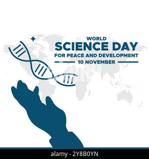 World Science Day for Peace and Development, 10. November, Vektor Graphic World Science Day for Peace and Development, Grußkarte, Stock Vektor