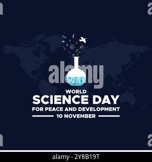 World Science Day for Peace and Development, 10. November, Vektor Graphic World Science Day for Peace and Development, Grußkarte, Stock Vektor