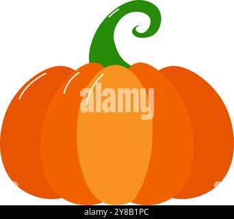 Kürbis der Herbsternte, isoliert auf orangefarbenem Hintergrund. Bunte Thanksgiving-Illustration. Design-Element des Herbstes. Objekte für Design, Karten, Banner, Fl Stock Vektor
