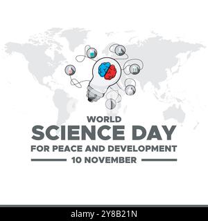 World Science Day for Peace and Development, 10. November, Vektor Graphic World Science Day for Peace and Development, Grußkarte, Stock Vektor