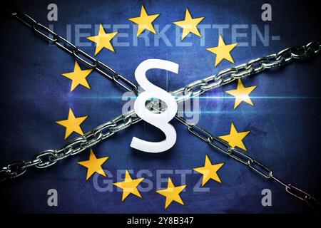 EU-Symbol mit Paragrafenzeichen und GPSR-Verordnung EU-Symbol mit ...