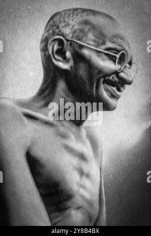 04 25 2018 Vintage Schwarz-weiß Foto von Mahatma Gandhi Mumbai Maharashtra Indien Asien. Stockfoto