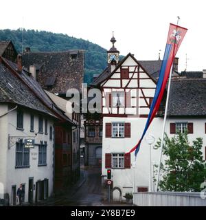 Traditionelle Häuser in Stein am Rhein, Schweiz um 1983. 90020000196 Stockfoto