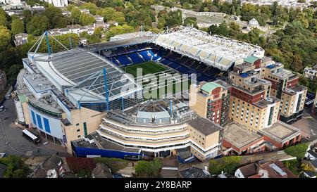 Ein allgemeiner Blick auf die Stamford Bridge, die Heimat des Chelsea Football Club nach KAA Gent Fans verursachte Störungen innerhalb und außerhalb des Stadions während des Spiels der European Conference League am Donnerstag, den 3. Oktober Bilddatum: Freitag, 4. Oktober 2024. Stockfoto