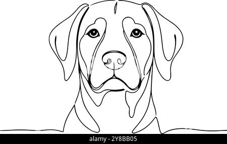 Linienzeichnung des Hundekopfes. Hundekopf mit einer Linie, minimalistisches Design. Stock Vektor
