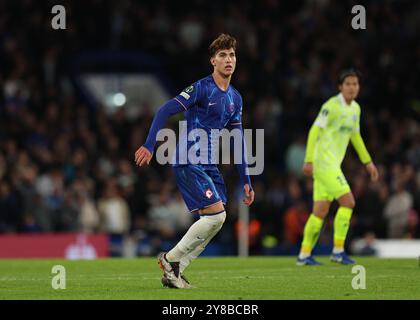 3. Oktober 2024; Stamford Bridge, Chelsea, London, England: UEFA Europa Conference League Football, Chelsea gegen Gent; Cesare Casadei aus Chelsea Stockfoto