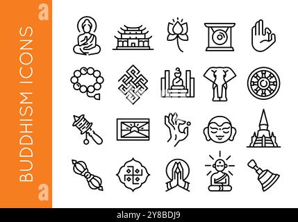 Buddhismus-Symbole Gesetzt Stock Vektor
