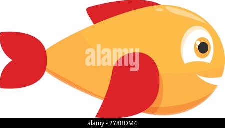 Dieser Cartoon-Fisch mit großen Augen und einem großen Lächeln schwimmt nach links Stock Vektor
