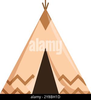 Einfache Illustration eines amerikanischen Tipis mit offener Eingangsklappe Stock Vektor