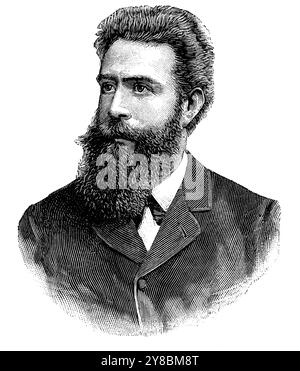 Wilhelm Conrad Rontgen (1845–1923), ingeniero mecánico y físico Alemán, descubridor de los Rayos X en 1895. Grabado DE 1897. Stockfoto