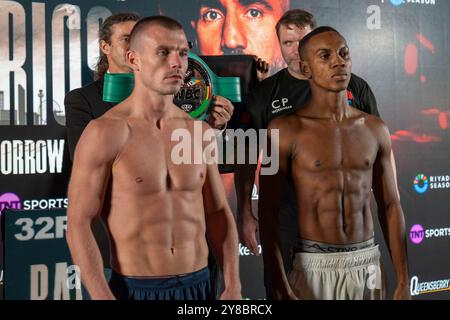 Nick Ball vs. Ronnie Rios Weigh Inns - WBA Featherweight Championship of the World - M&S Bank Arena Liverpool - Freitag, 6. September 2024 Stockfoto