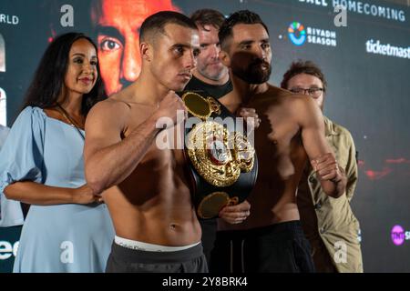 Nick Ball vs. Ronnie Rios Weigh Inns - WBA Featherweight Championship of the World - M&S Bank Arena Liverpool - Freitag, 6. September 2024 Stockfoto