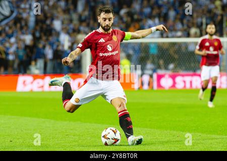 Porto, Portugal. Oktober 2024. Bruno Fernandes von Manchester United während der UEFA Europa League, League-Phase, des Fußballspiels am 2. Spieltag zwischen dem FC Porto und Manchester United FC am 3. Oktober 2024 im Estádio do Dragão in Porto, Portugal - Foto Jose Salgueiro/DPPI Credit: DPPI Media/Alamy Live News Stockfoto