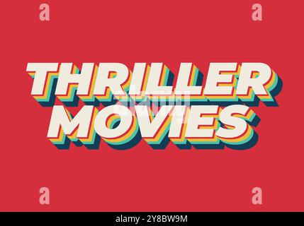 Thriller-Filme. Texteffekt-Design in modernen Farben und 3D-Stil Stock Vektor