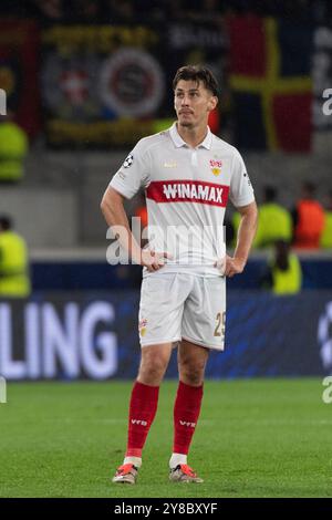 Nach spielende Entaeuschung, Frust bei Anthony Rouault (VfB Stuttgart #29) GER, VfB Stuttgart vs. AC Sparta Prag, Fussball, Herren, UEFA Champions League, 2. Spieltag, Spielzeit 2024/2025, 01.10.2024, Foto: Eibner-Pressefoto/Wolfgang Frank Stockfoto