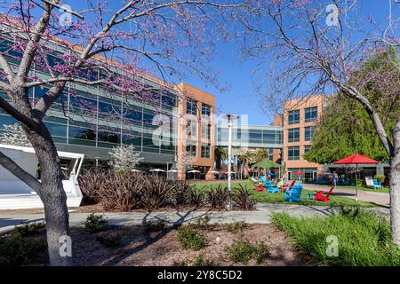 Gebäude auf dem Campus der Google-Zentrale in Mountain View, CA, USA Stockfoto