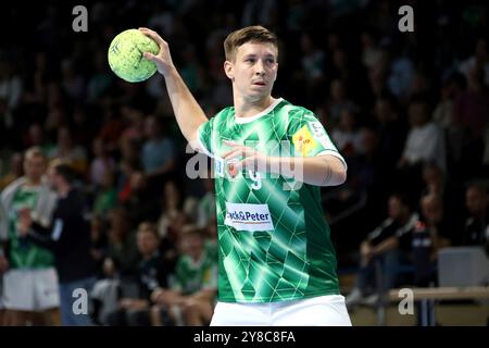 Berlin, Deutschland. Oktober 2024. 02.10.2024, Max-Schmeling-Halle, Berlin, DEU, DHB, Pokal, Fuechse Berlin gegen FRISCH AUF! Goeppingen, im Bild Jerry Tollbring (Fuechse Berlin #9) Foto: Jürgen Engler/nordphoto GmbH/dpa/Alamy Live News Stockfoto