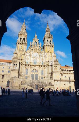 Kathedrale. Platz Obradoiro, Santiago de Compostela, Provinz La Coruña, Galicien, Spanien. Stockfoto