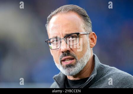 Sinsheim, Deutschland. Oktober 2024. Pellegrino Matarazzo (Rino, Trainer, Cheftrainer, Hoffenheim), Einzelbild, Einzelfoto, Aktion, Aktion, Porträt, Porträt, 03.10.2024, Sinsheim (Deutschland), Fussball, UEFA Europa League, Gruppenphase, TSG 1899 HOFFENHEIM - DYNAMO KIEW, VORSCHRIFTEN VERBIETEN DIE VERWENDUNG VON FOTOGRAFIEN ALS BILDSEQUENZEN UND/ODER QUASI-VIDEO. Quelle: dpa/Alamy Live News Stockfoto