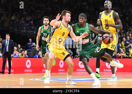 Berlin, Deutschland. Oktober 2024. Kendrick Nunn (Panathinaikos Athens, #25) GER, ALBA Berlin gegen Panathinaikos AKTOR Athens, Basketball, EuroLeague, Saison 2024/2025, 1. Spieltag, 03.10.2024. Foto: Eibner-Pressefoto/Ryan Sleiman Credit: dpa/Alamy Live News Stockfoto