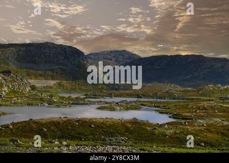 6. September 2024: Südnorwegischer Wasserfall und Fluss bei Ustedola, nahe Ustaoset Stockfoto