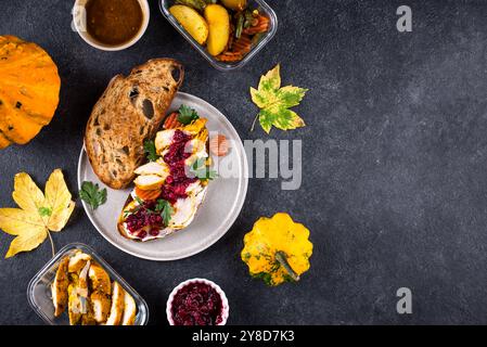 Übrig gebliebenes Thanksgiving Day Sandwich mit truthahn Stockfoto