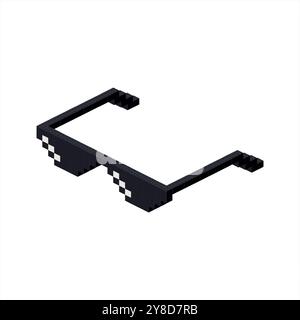 Dunkle Gläser aus einem Meme in isometrischer Form, zusammengesetzt aus Kunststoffblöcken. Vektorabbildung Stock Vektor