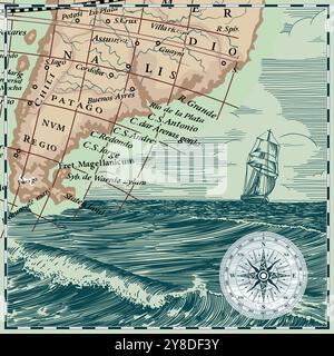 Segelschiff auf See. Stock Vektor