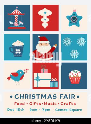 Weihnachtsmesse-Poster. Illustration für Marketingmaterialien, Hintergrund, Grußkarte, Party-Einladungskarte, Website Stock Vektor