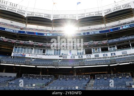 Bronx, Usa. Oktober 2024. Ein Tag, bevor die Kansas City Royals am Freitag, den 4. Oktober 2024 in New York City im ALDS im Yankee Stadium gegen die New York Yankees spielen. Foto: John Angelillo/UPI Credit: UPI/Alamy Live News Stockfoto