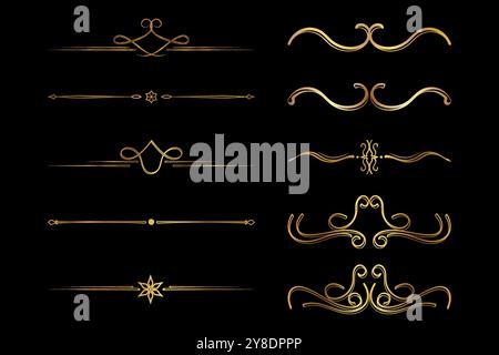 Königliche Trennelemente mit eleganten goldenen Trennelementen Stock Vektor