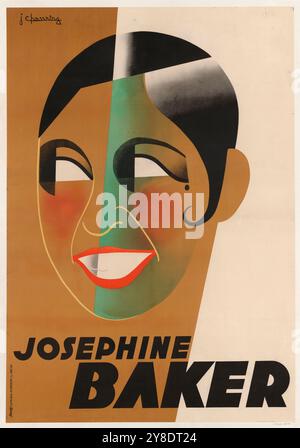 Vintage-Poster Porträt von Josephine Baker. Von Jean Chassaing 1931 Stockfoto