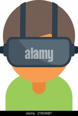 Die Person trägt ein Virtual-Reality-Headset, das in eine digitale Umgebung eingetaucht ist Stock Vektor