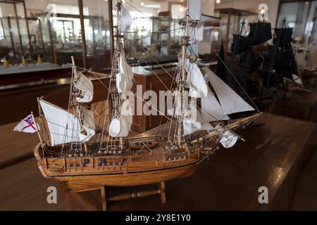 Authentische Schiffsmodelle, Ausstellung, Verkauf, Werkstatt, historische Marine, Indischer Ozean, Insel, Mauritius, Afrika Stockfoto