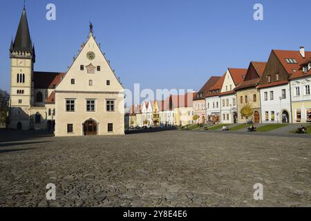 Historischer Stadtplatz in Bardejov, Slowakei, Europa Stockfoto