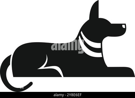 Schwarze Silhouette des anubis-Gottes aus der alten ägyptischen Mythologie liegend Stock Vektor