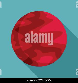 Minimalistische Illustration mit einem roten Planeten, der sich vor blauem Hintergrund dreht und Themen der Weltraumforschung und der Suche nach außerirdischem Leben aufruft Stock Vektor