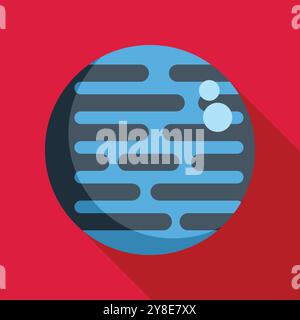Minimalistische Illustration, die einen blauen Planeten mit Kratern darstellt, ideal für Projekte im Zusammenhang mit Weltraum, Astronomie oder Science Fiction Stock Vektor