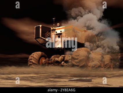 Illustration eines Industriebaugers auf dem Mars. Stockfoto