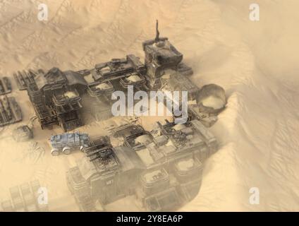 Abbildung einer Bergbauanlage auf dem Mars. Stockfoto