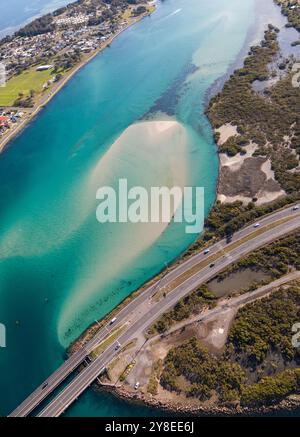 Swansea Bridge and Channel an der Mündung des Lake Macquarie - Australiens größter Salzsee. Newcastle Australien Stockfoto