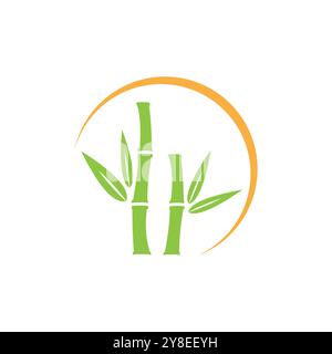Bambus-Logo mit grünen Blatt Vektor-Symbol-Vorlage Stock Vektor