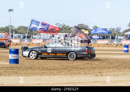 Deniliquin, NSW, Australien 4. Oktober 2024; Ute Drivers Competition Barrell Racing bei den Deni Ute Muster P.j.Hickox/Alamy Live News Stockfoto