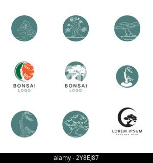 Bonsai-Logo-Vektorvorlage und -Symbol Stock Vektor