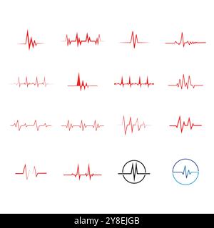 Logo-Vektorvorlage für Pulslinienilustration Stock Vektor
