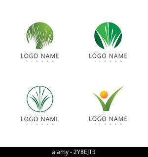 Vektorvorlage mit Grass-Logo und -Symbol Stock Vektor