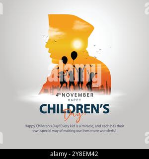 Happy Children's Day wird in Indien am November-14 Jawaharlal Nehru Geburtstag gefeiert.erste Premierminister von Indien. vektor-Illustration Stock Vektor