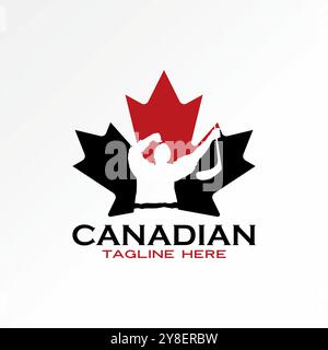 Logo Design Grafik Konzept kreative Premium Vektor Stock Grafik Cadanian Ahorn Mann Daddy heben Hockey Stick Ball zu Sportkünstler Turnier Spieler Stock Vektor