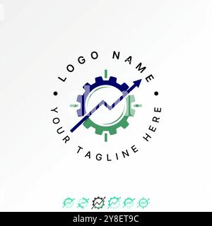 Logo Design Grafikkonzept kreative abstrakte Premium Vektor Stock Pfeil Tauschausrüstung Schießen Präzisionsziel. Zugehörige Maschinenbau-Kette Stock Vektor
